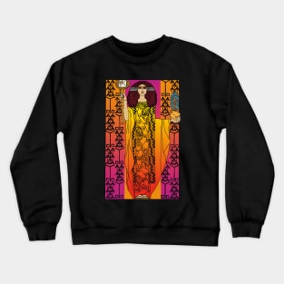 Art Nouveau lady (orange on pink) Crewneck Sweatshirt